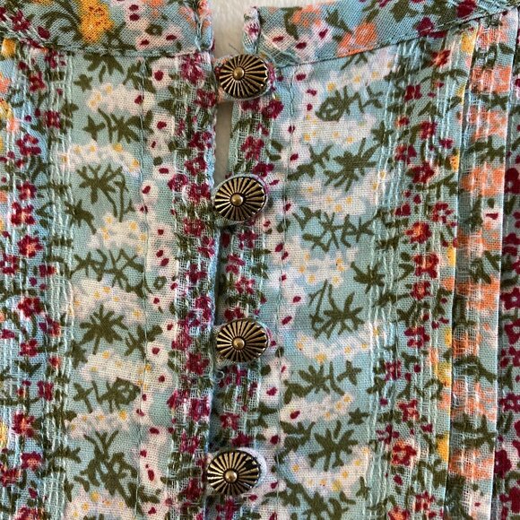 Anthropologie Maeve LS Blouse Gelise Pintuck Metal Buttons Peasant Prairie, Med. - Picture 7 of 14